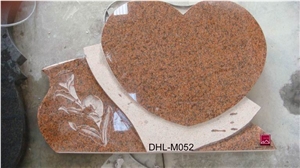 Red Granite Heart Tombstone Dhl-M052