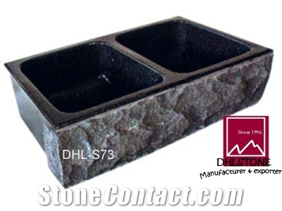 Black Granite Double Farm Sinks