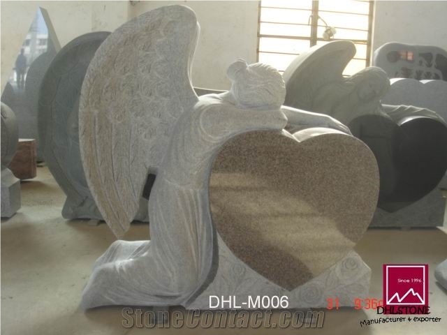 Yellow Granite Angel Monument,Heart Tombstone Dhl-M006