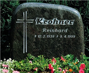 Green Granite Boulder Gravestone,Tombstone