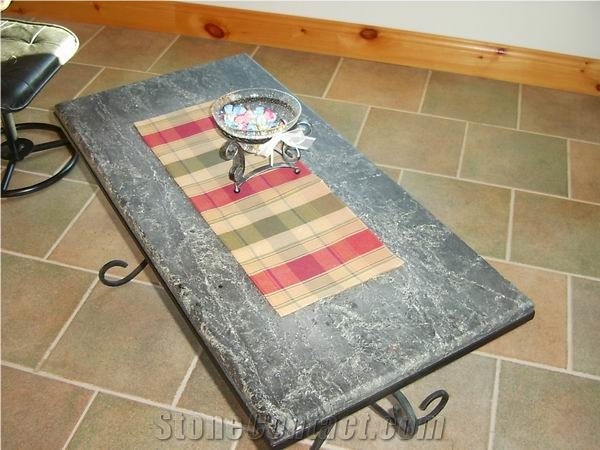 Soapstone Table, Mirasol Forest Green Soapstone