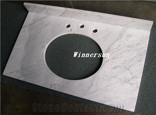 Bianco Carrara Venato C Marble Vanity Top, White Marble Vanity Top