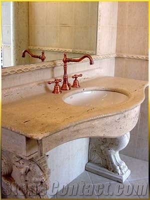 Beige Travertine Vanity Top