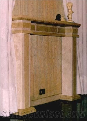 Beige Travertine Fireplace