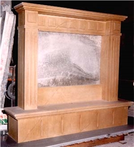 Beige Travertine Fireplace