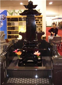 Black Granite Japanese Style Tombstone