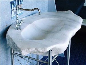 Sculptured Stone Basins-White Marble