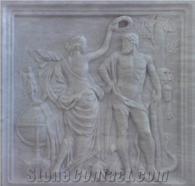 White Marble Embossments Art Work,Wall Relief