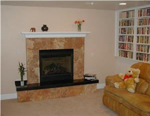 Brown Travertine Fireplace