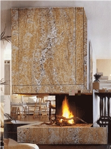 Juparana Dourado (Juparana Gold) Fireplace, Juparana Gold Yellow Granite Fireplace