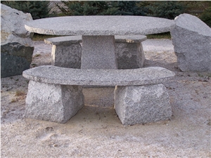 Grey Granite Garden Table Set