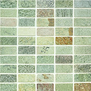 Perla Marina Quartzite Cleft Mosaic, Perla Marina Green Quartzite Mosaic