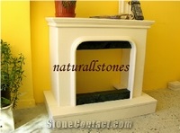 Fireplace Carved from Yellow Travertine
