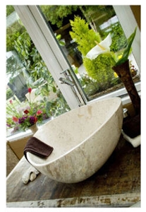 Triangle Limestone Bowl, Beige Limestone Bowl