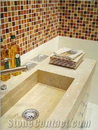 Beige Travertine Square Sinks