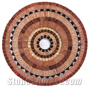 Travertne Rosone Bianco Mosaic Medallion