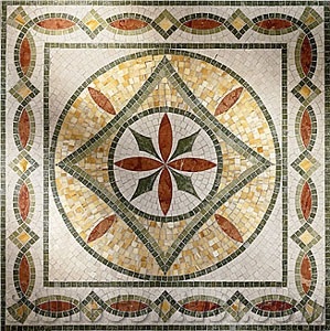Medallion-Red, Gold, White Travertine
