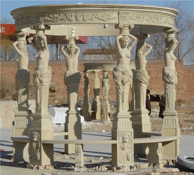 Beige Marble Sculpture Gazebo
