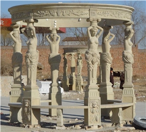 Beige Marble Sculpture Gazebo