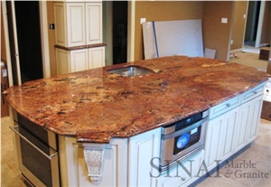 Juparana Bordeaux Granite Island Countertop