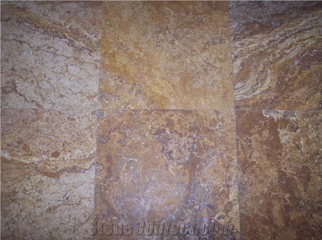 Antique Bronze Travertine Filled - Honed Tiles, Turkey Brown Travertine