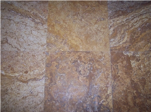 Antique Bronze Travertine Filled - Honed Tiles, Turkey Brown Travertine