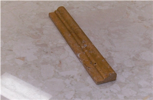 Gold Travertine Single Ogee Chair Rail, Gold Yellow Travertine Chair Rail