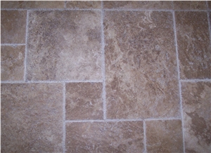 Walnut Travertine Pattern, Brushed & Chiseled Tiles