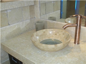 Jerusalem Stone Mosaic Wash Basins,vanities