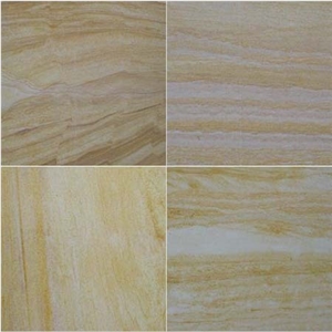 Teak Wood Sandstone Slabs & Tiles, India Yellow Sandstone