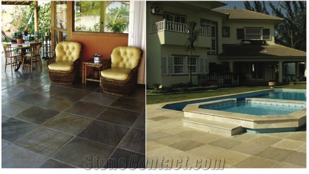 Golden Quartzite Flooring Tiles, India Yellow Quartzite