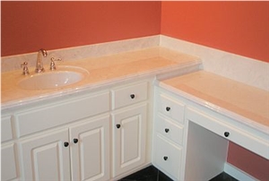Cultured Beige Marble Kitchen Countertop