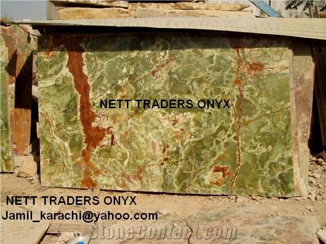 Dark Green Onyx Slab, Pakistan Green Onyx