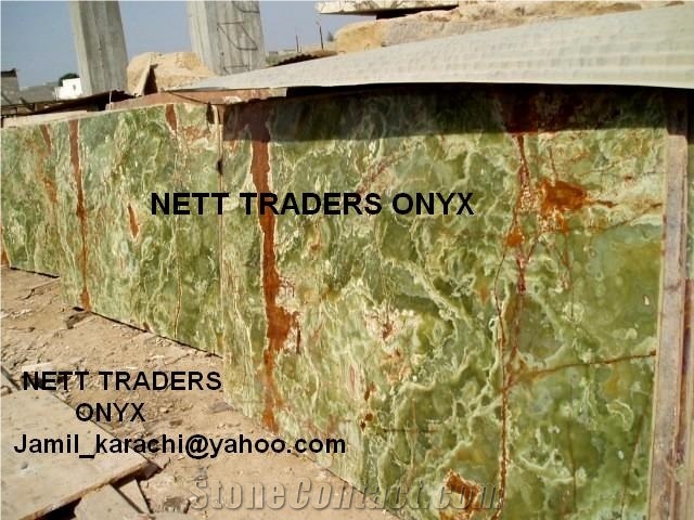Dark Green Onyx Slabs & Tiles, Pakistan Green Onyx