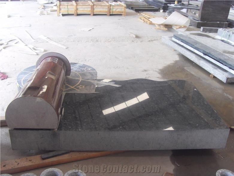 Blue Pearl Granite Lighthouse Tombstone