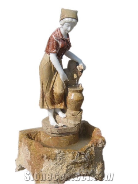 Pearl White Granite Carving Sculptured Fountain