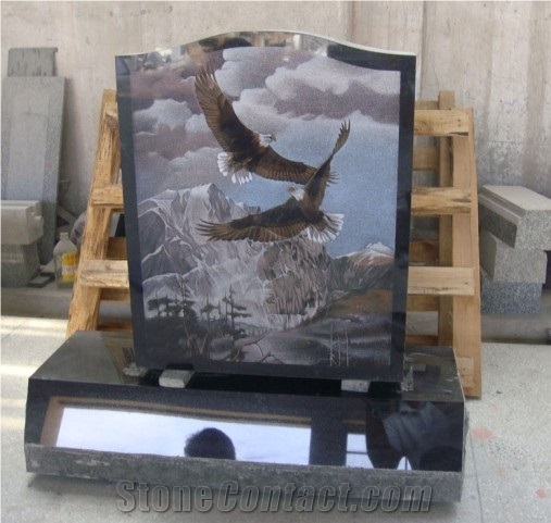 Shanxi Black Granite Monument with Shadow Carving