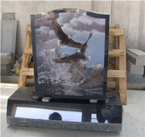 Shanxi Black Granite Monument with Shadow Carving