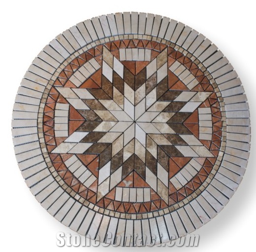Honed Travertine Mosaic Medallions