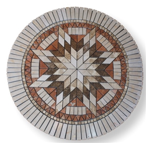 Honed Travertine Mosaic Medallions