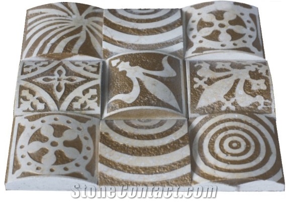 Limestone Mosaic Art,Amarelo Negrais Yellow Limestone Mosaic