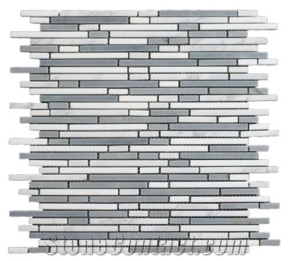 Sikis Argalasti Semi White Grey Marble Mosaic