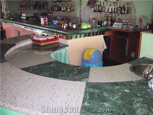 Bar Bench - Green Marble, White Granite