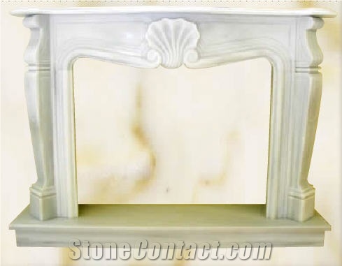 Fossil Beige Limestone Fireplaces Mantel