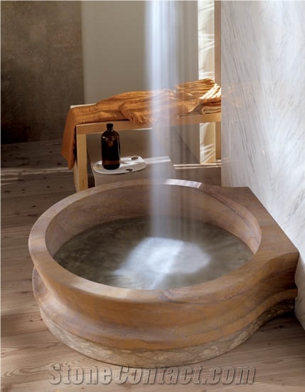 Jerusalem Royal Red Limestone Bath Tub