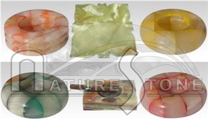 Pakistan Onyx Ashtrays, Light Green Onyx