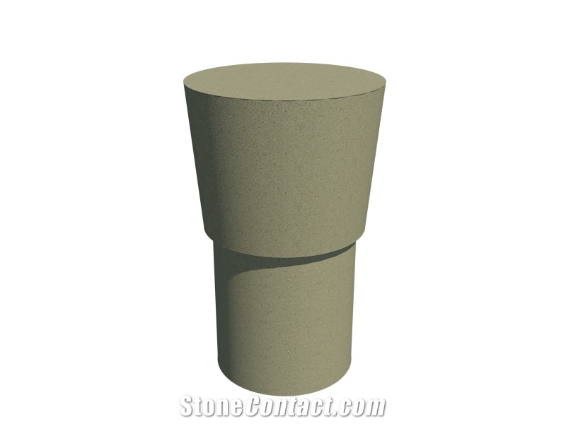 Rb009 Round Bollard Beige Limestone Parking Stone