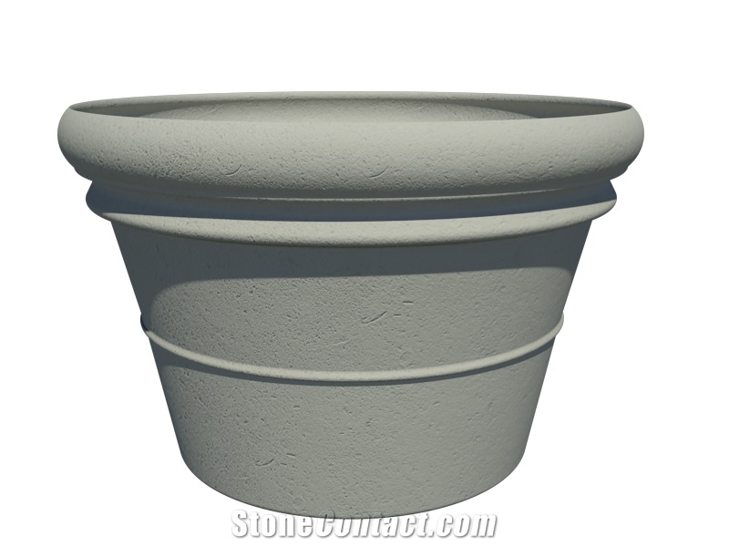 Round Cast Stone Planter - AAPL008