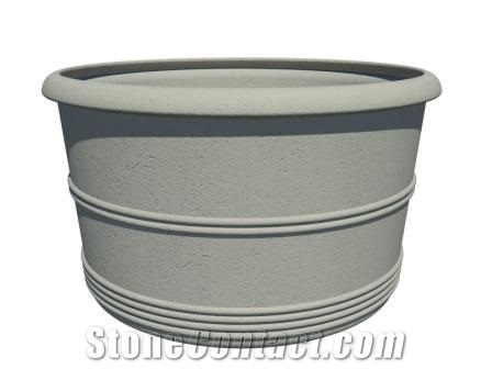 Round Cast Stone Planter - AAPL020