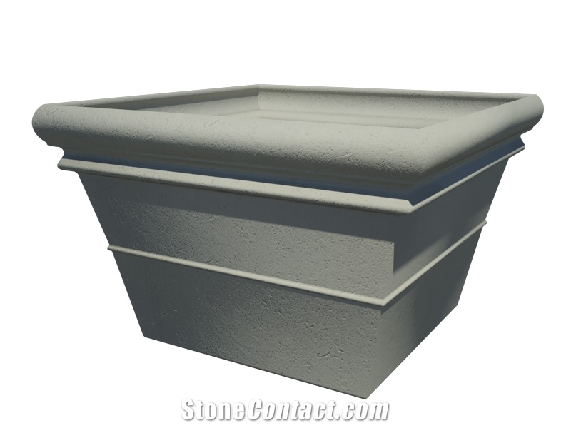 Square Cast Stone Planter - AAPL009